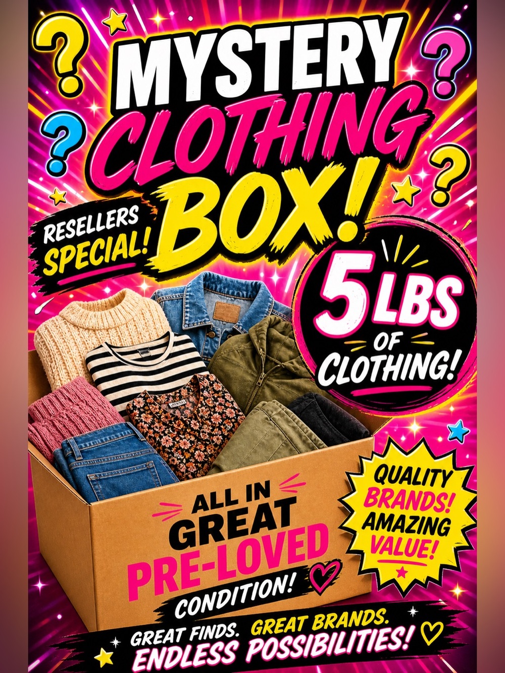 Mystery Clothing Box 5 lbs Reseller Bundle Pre-Loved Women’s Clothes Bulk Lot